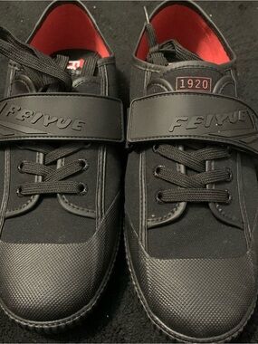 Feiyue Black & Red Men's Strap Sneakers
